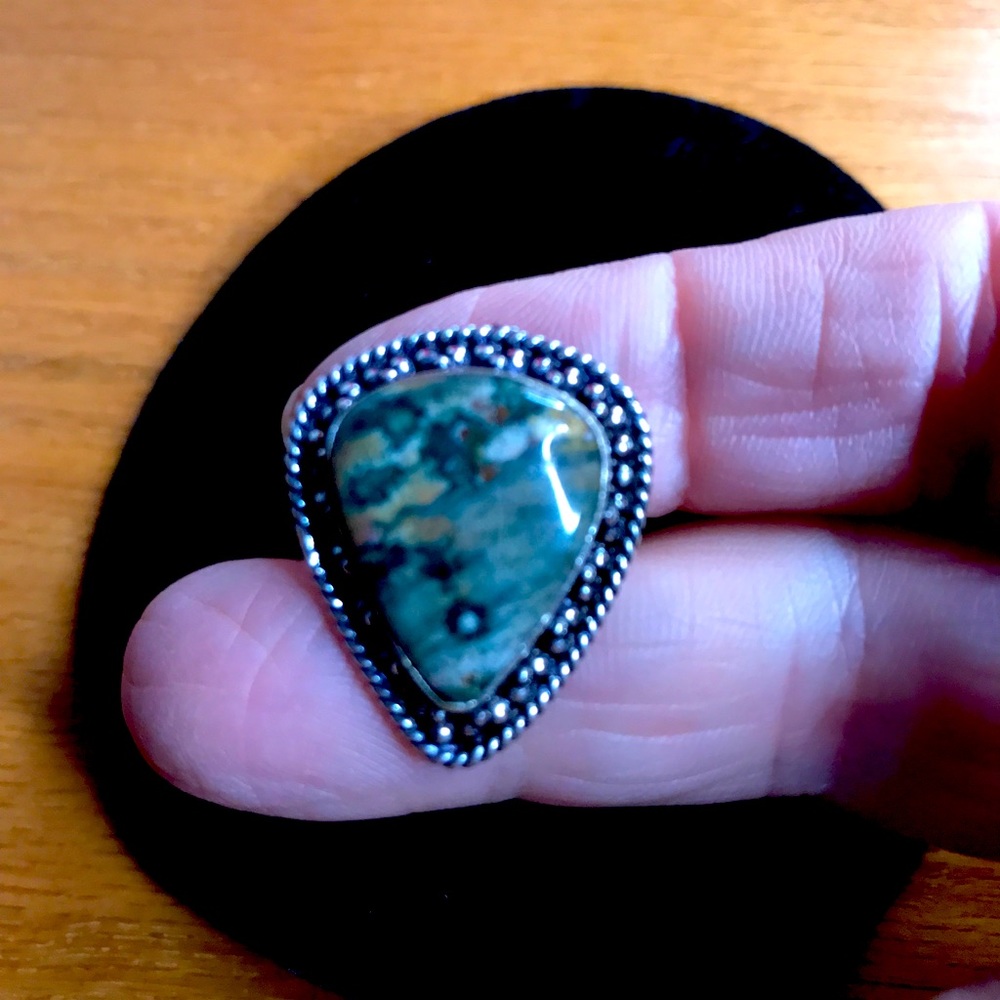NEW JASPER 925 Silver Ring, Size 7